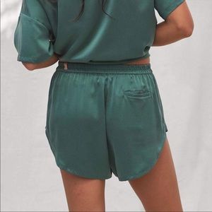 Lunya Washable Silk Shorts in Myrtle Green